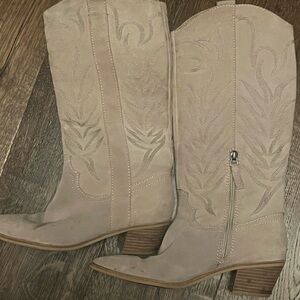 Dolce Vita Solei Women's Shoes Cream/Beige Embossed Leather - size 9.5